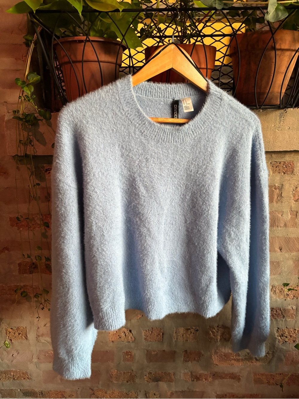 DIVIDED (H&M) Light Blue Fuzzy Crewneck Sweater